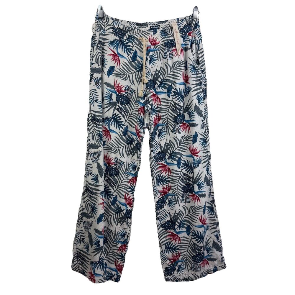 NWOT Linen Blend Beach April Kiss Pants Large Wide Leg High Rise Pull On Pockets